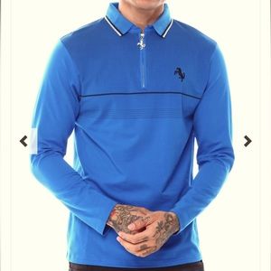 NWT Rivelli Polo Formal Shirt Long Sleeves Royal Color Size M